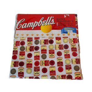 Campbell's Soup Vinyl Tablecloth Round 60" Andy Warhol Style,